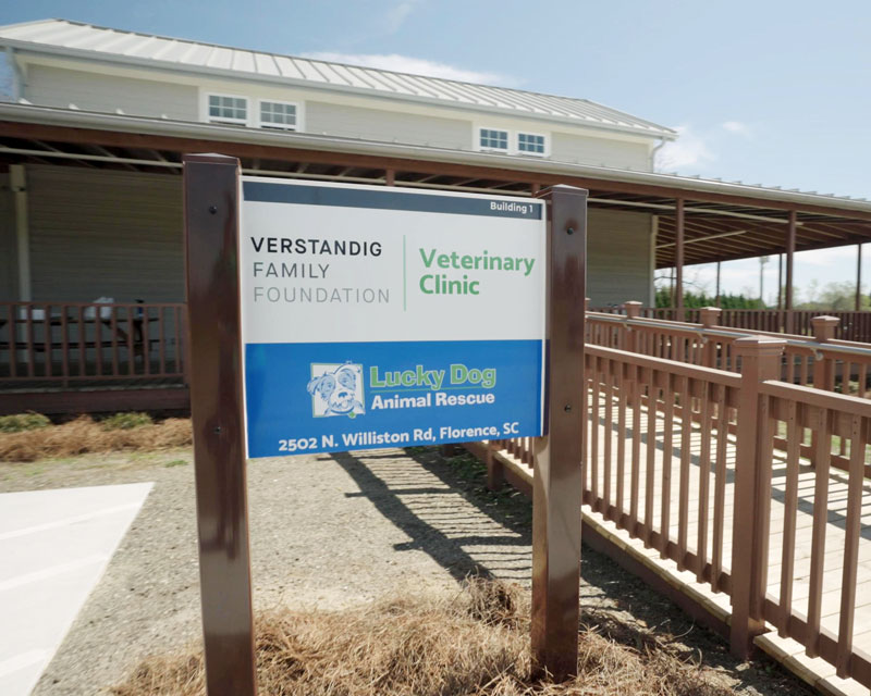 The main veterinary building at Lucky Dog's South Carolina Campus